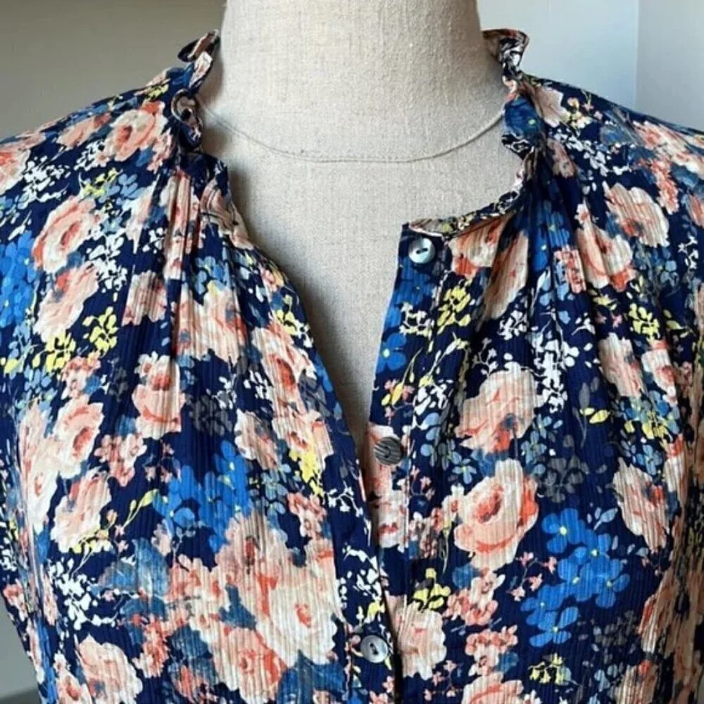 Rebecca Taylor Gigi Floral Silk Shirt Dress Size 0